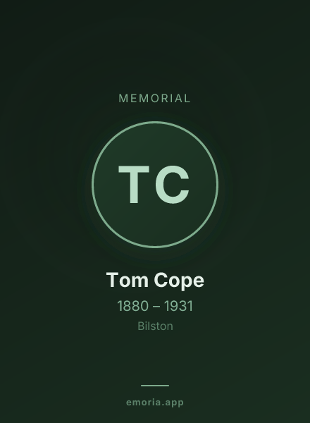 Memorial portrait of Tom Cope
