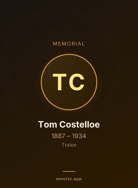 Memorial portrait of Tom Costelloe