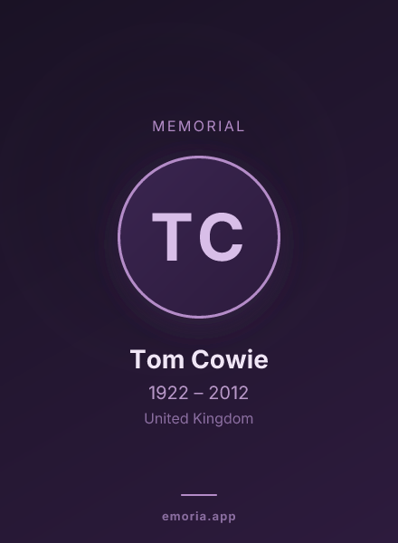Memorial portrait of Tom Cowie