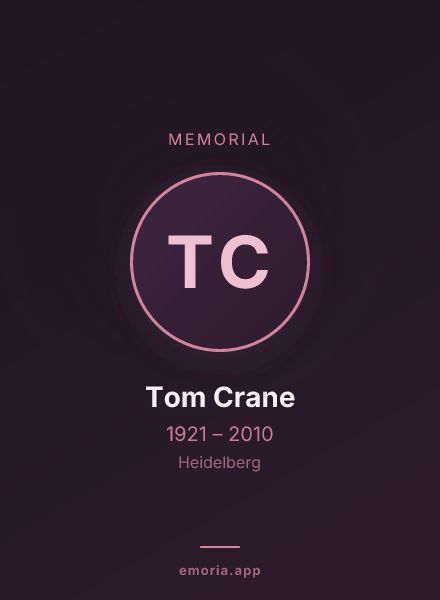 Memorial portrait of Tom Crane