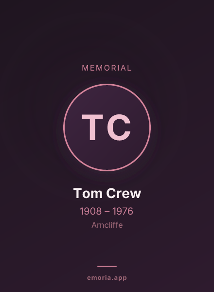 Memorial portrait of Tom Crew