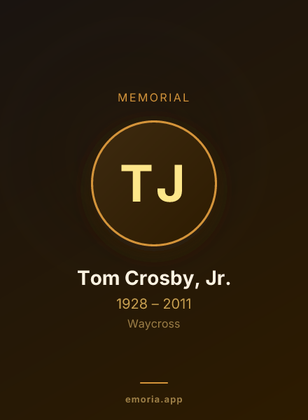 Memorial portrait of Tom Crosby, Jr.