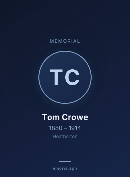 Memorial portrait of Tom Crowe