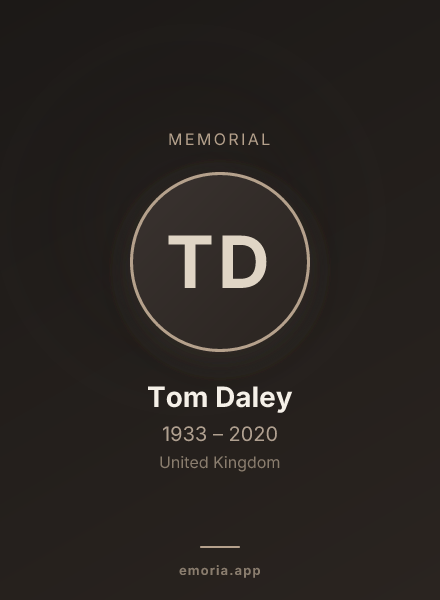 Memorial portrait of Tom Daley