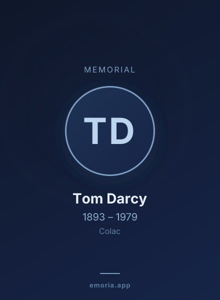 Memorial portrait of Tom Darcy