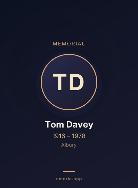 Memorial portrait of Tom Davey