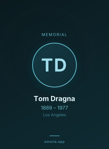 Memorial portrait of Tom Dragna