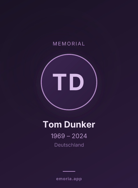 Memorial portrait of Tom Dunker