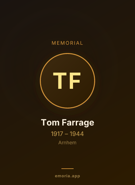 Memorial portrait of Tom Farrage