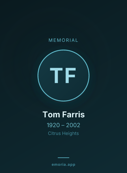 Memorial portrait of Tom Farris