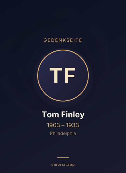 Gedenkportrait von Tom Finley