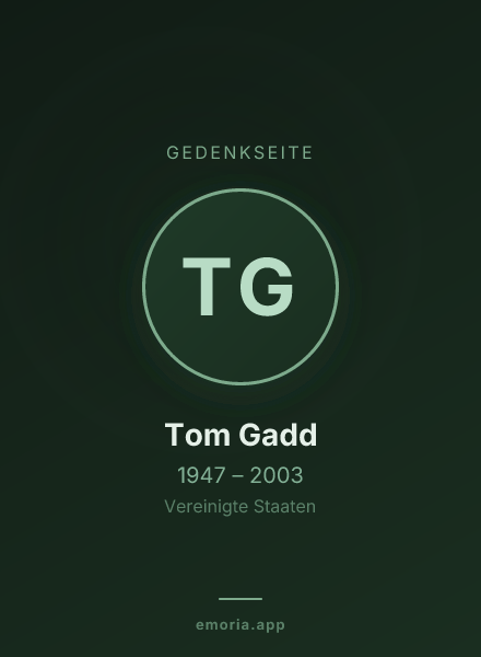 Gedenkportrait von Tom Gadd
