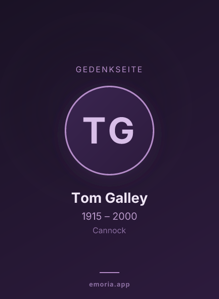 Gedenkportrait von Tom Galley