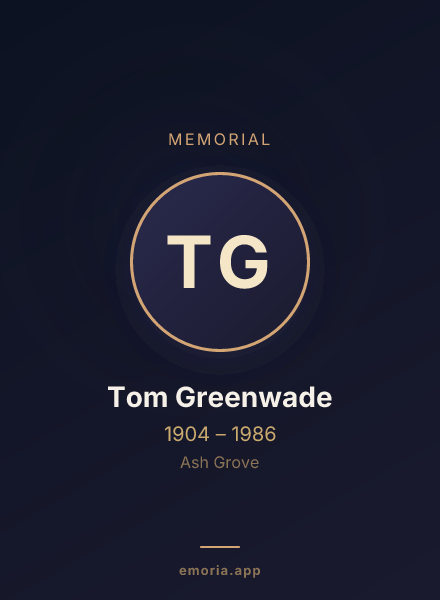 Memorial portrait of Tom Greenwade