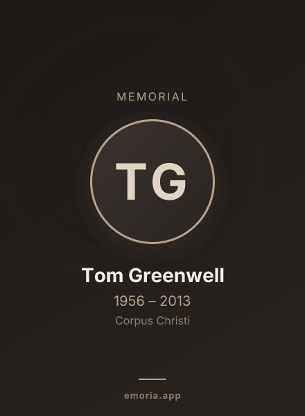 Memorial portrait of Tom Greenwell