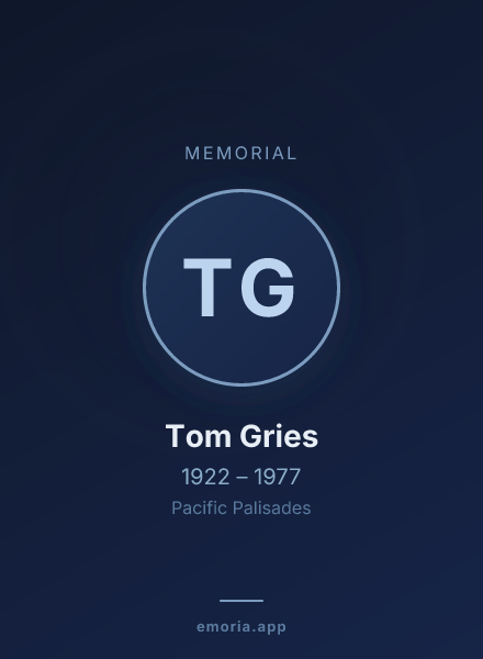 Memorial portrait of Tom Gries