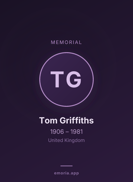 Memorial portrait of Tom Griffiths