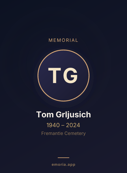 Memorial portrait of Tom Grljusich