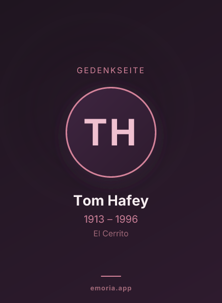 Gedenkportrait von Tom Hafey