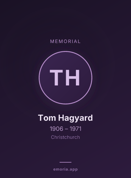Memorial portrait of Tom Hagyard
