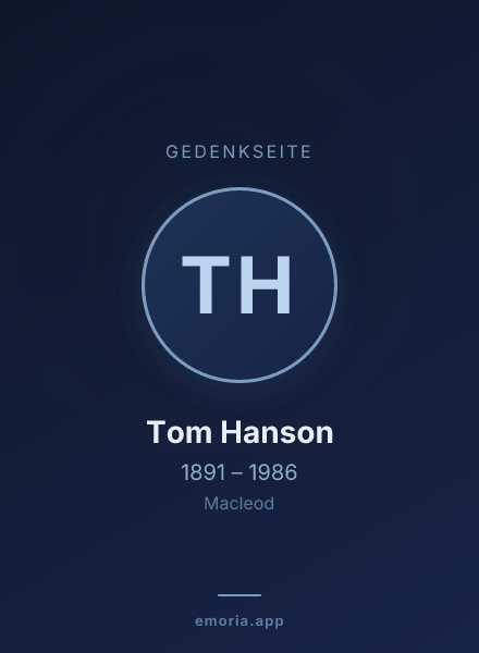Gedenkportrait von Tom Hanson
