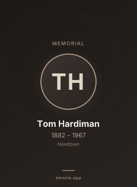 Memorial portrait of Tom Hardiman