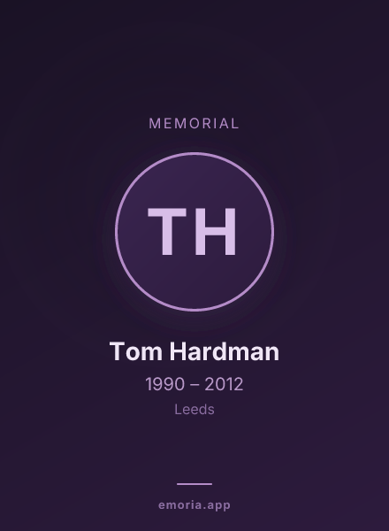 Memorial portrait of Tom Hardman