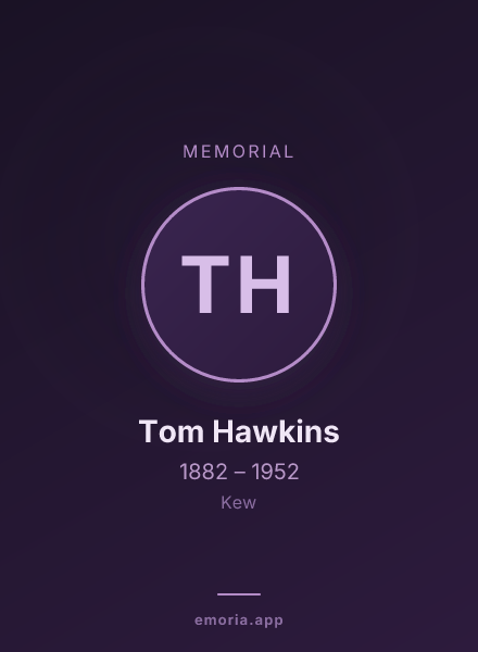 Memorial portrait of Tom Hawkins