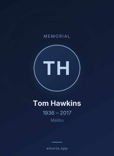 Memorial portrait of Tom Hawkins