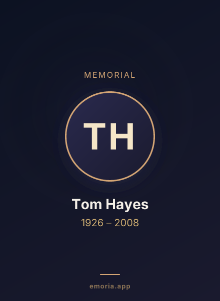 Memorial portrait of Tom Hayes