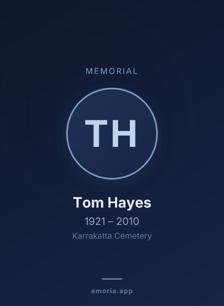 Memorial portrait of Tom Hayes