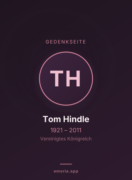 Gedenkportrait von Tom Hindle