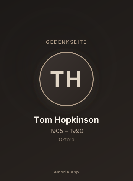 Gedenkportrait von Tom Hopkinson