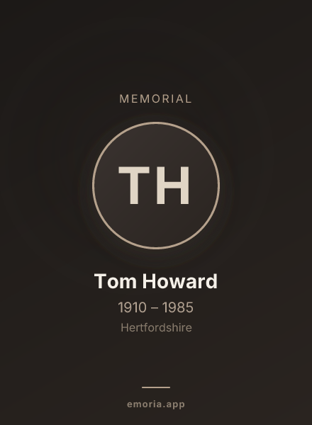 Memorial portrait of Tom Howard