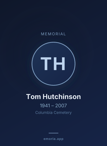 Memorial portrait of Tom Hutchinson