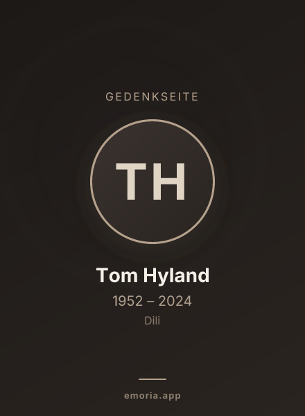 Gedenkportrait von Tom Hyland