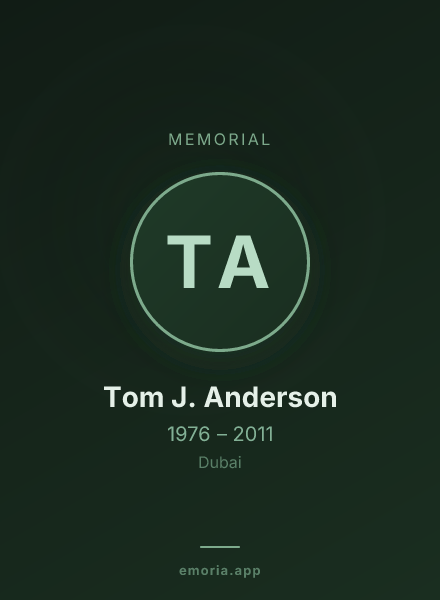 Memorial portrait of Tom J. Anderson