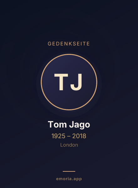 Gedenkportrait von Tom Jago
