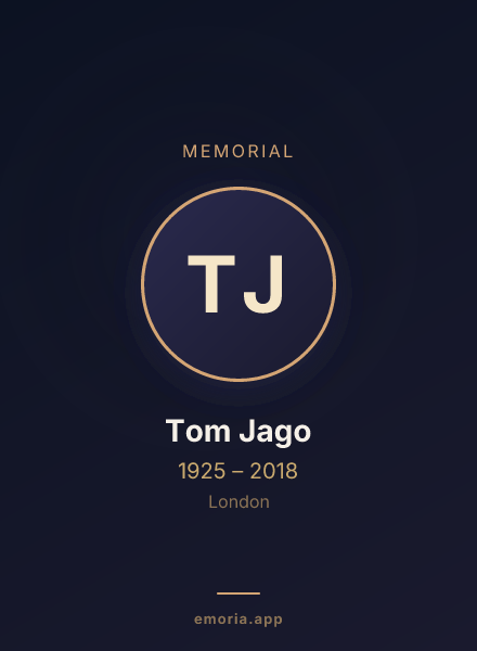 Memorial portrait of Tom Jago
