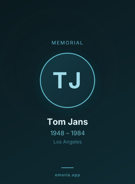 Memorial portrait of Tom Jans