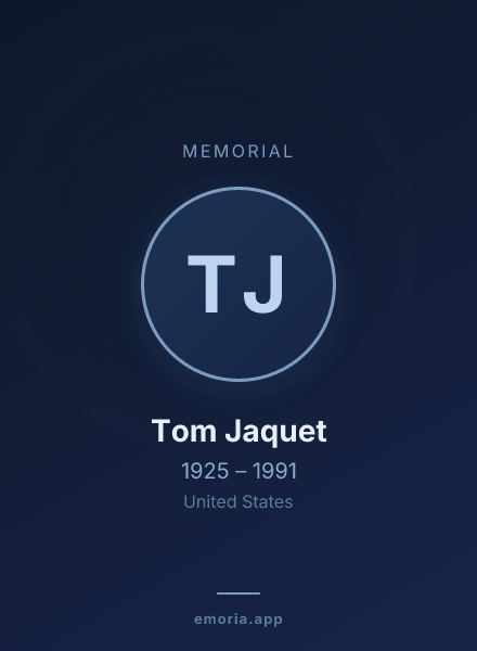 Memorial portrait of Tom Jaquet