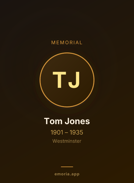 Memorial portrait of Tom Jones