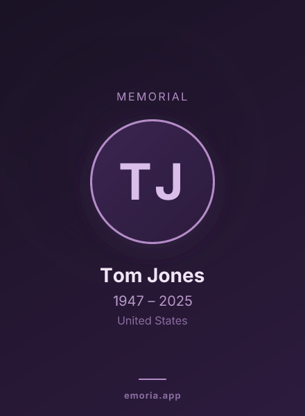 Memorial portrait of Tom Jones