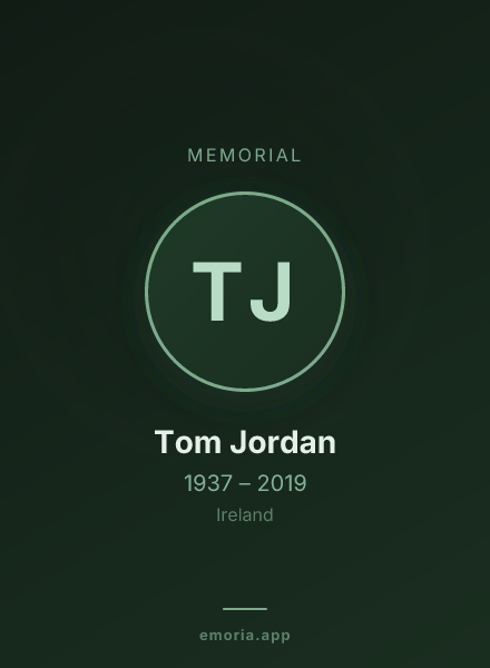 Memorial portrait of Tom Jordan