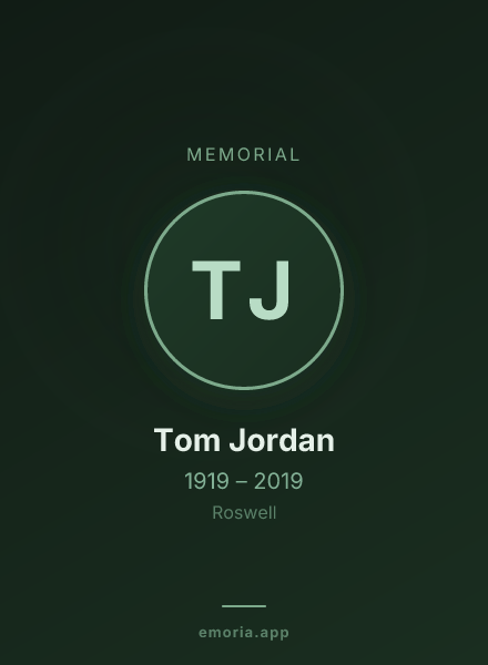 Memorial portrait of Tom Jordan