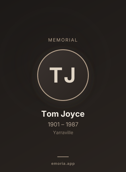 Memorial portrait of Tom Joyce
