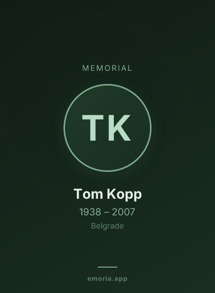 Memorial portrait of Tom Kopp