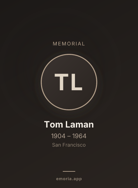 Memorial portrait of Tom Laman