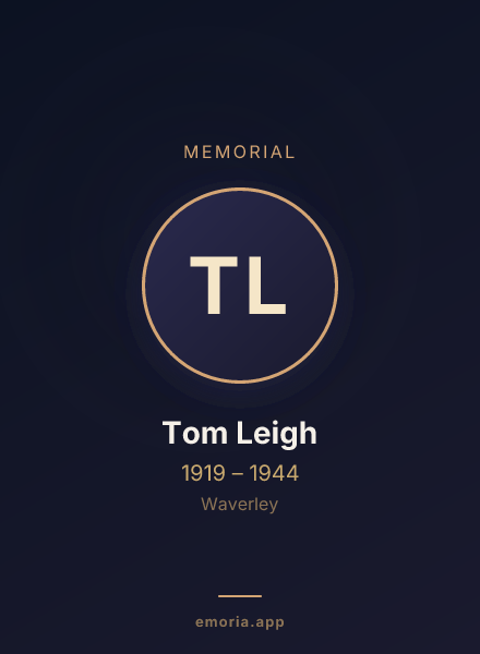 Memorial portrait of Tom Leigh