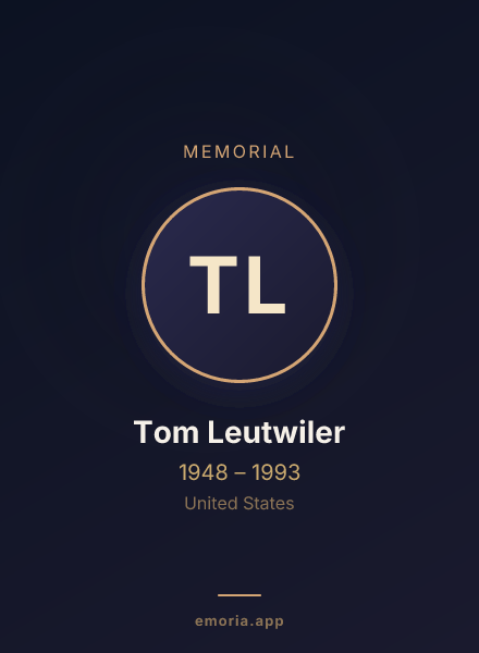 Memorial portrait of Tom Leutwiler
